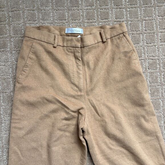 MaxMara Camel Hair Trouser Pant Womens 6 Tan Office Workwear Career Straight Leg - Picture 2 of 10